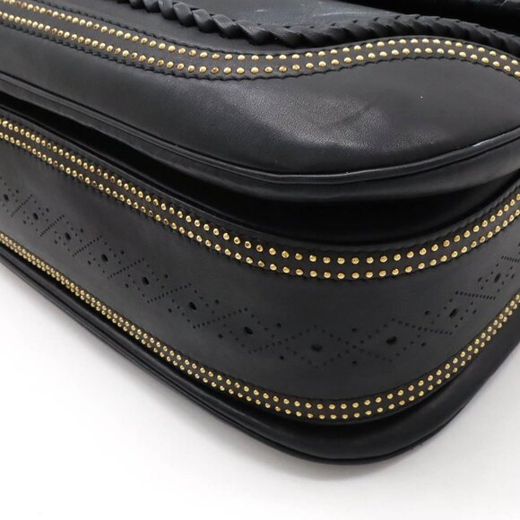 GUCCI Black Leather Bamboo Shoulder Bag - Picture 4 of 10